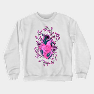 enchanted pink heart, witchy flowers and leaves cute gift Crewneck Sweatshirt